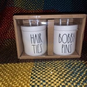 NEW RAE DUNN LOOPED CANISTERS BOBBIE PINS HAIR TIE